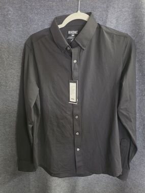 Rhone Men's Long Sleeve Dress Shirt - Black